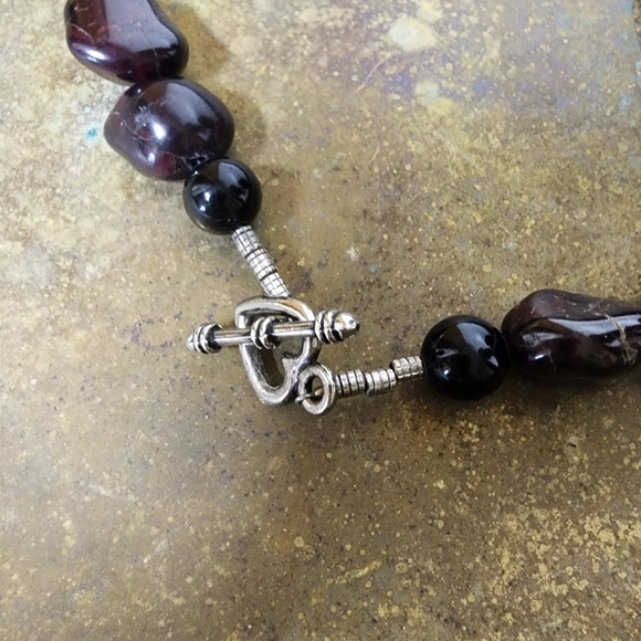 Vintage Tumbled Amethyst Chunky Necklace Polished Stone Raw Heavy Chakra 16" - Picture 6 of 12